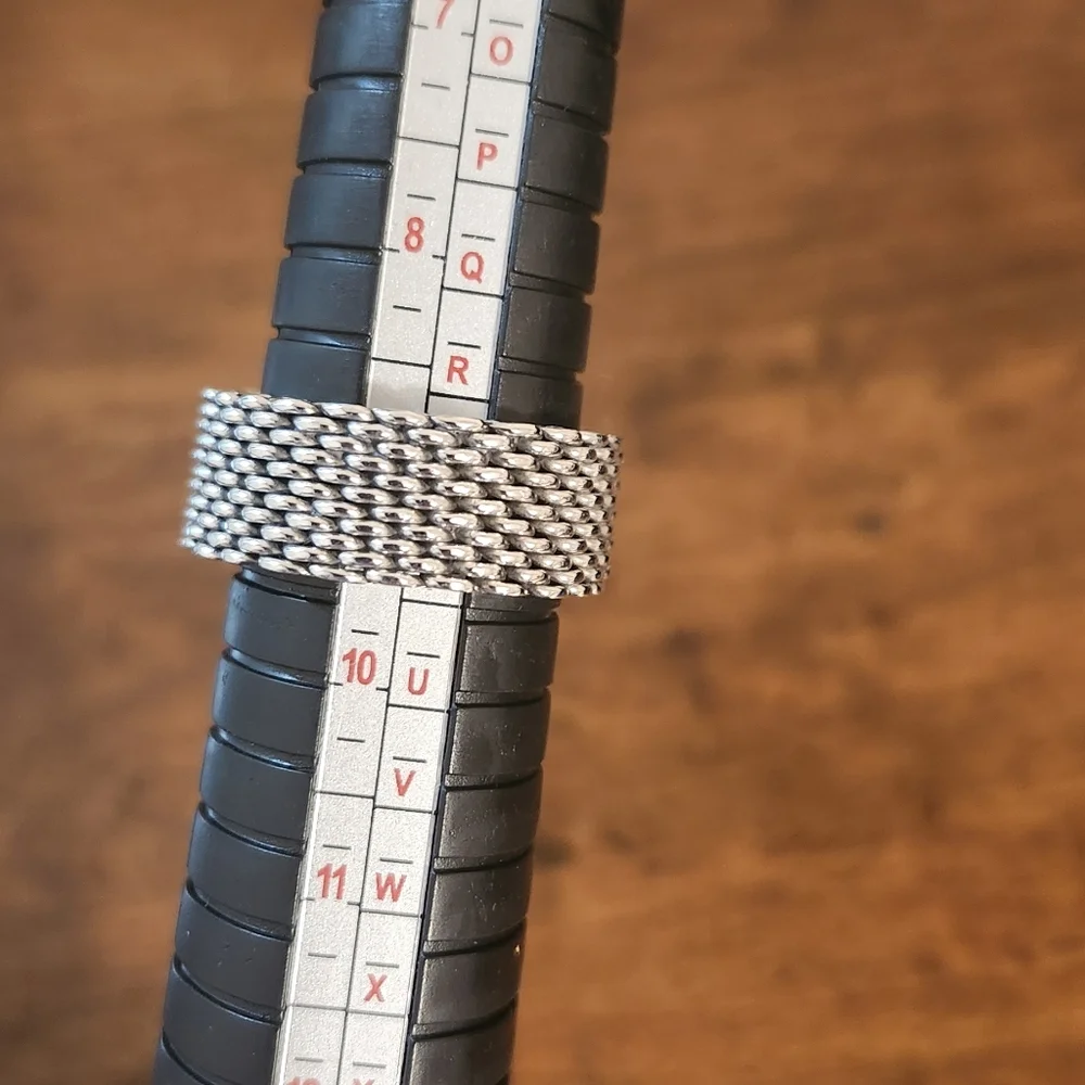 Tiffany Somerset Silver Mesh Ring Size 9 - Picture 10 of 10